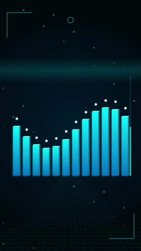 Neon glowing wave graph on dark background for abstract data visualization Stock Footage 344937625