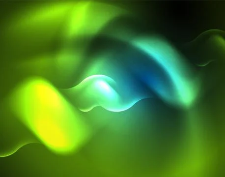 Neon glowing wave lines, blue hi-tech futuristic abstract background template Stock Illustration