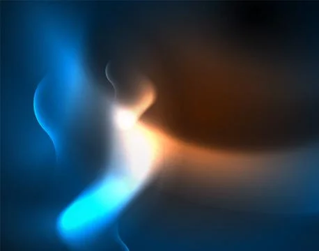 Neon glowing wave lines, blue hi-tech futuristic abstract background template Illustrazione stock