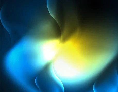 Neon glowing wave lines, blue hi-tech futuristic abstract background template Illustrazione stock