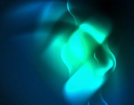 Neon glowing wave lines, blue hi-tech futuristic abstract background template Illustrazione stock