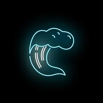 Neon glowing wave outline creating abstract liquid shape Stockillustratie