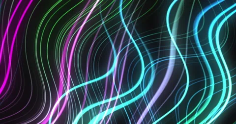 Neon glowing waves abstract motion background Vídeo Stock 196815511