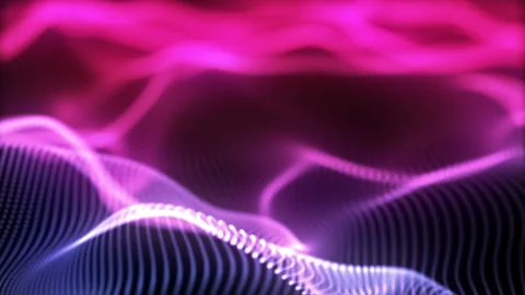 Neon glowing waves. Big data wave of particles. Stock Footage 112363000