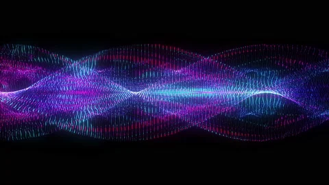 Neon glowing waves. Big data wave of particles. Stock Footage 112368545