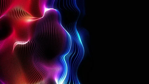 Neon glowing waves. Big data wave of particles. Stock Footage 112368556