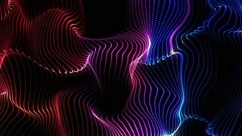 Neon glowing waves. Big data wave of particles. Stock Footage 112368646