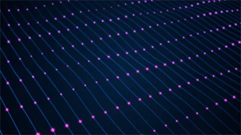 Neon glowing waves. Big data wave of particles. Stock Footage 112370715