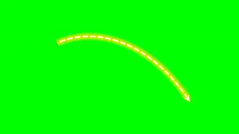 Neon glowing wavy arrow bottom right pulse on green screen Stock Footage 344648558
