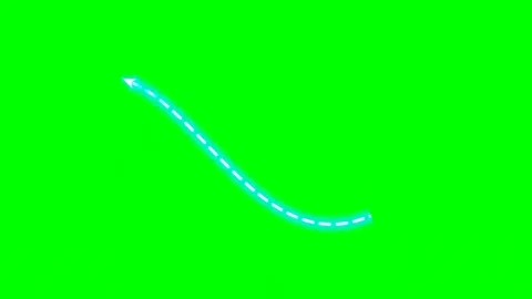 Neon glowing wavy arrow right vertical pop on green screen Stock Footage 344648388