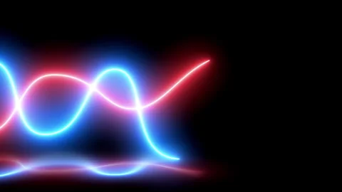Neon Glowing Wavy Lines in red and blue Colors Stock Footage 253547250