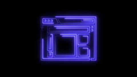 Neon glowing web page interface wireframe on black background for website d.. Stock Footage 312333245