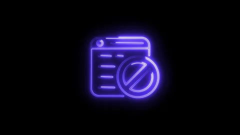 Neon glowing website blocked animation on black background concept of inter.. Stock Footage 308178728
