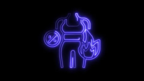 Neon glowing weight loss diet and fat burning process health and wellness Stock Footage 322990643