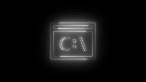 Neon glowing white color command prompt icon on black background animation Vidéo 274264066