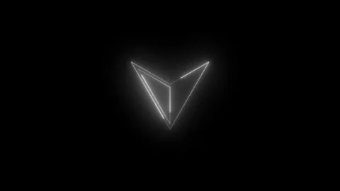 Neon glowing white color down direction cursor arrow icon animation Video stock 270096596