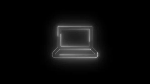 Neon glowing white color system device icon on black background animation Vidéo 274339094