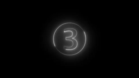 Neon glowing white color three sign icon animation black background Vidéo 269771360