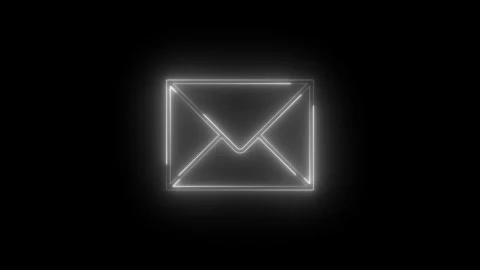 Neon glowing white envelope mail icon animation in black background Vidéo 269221977