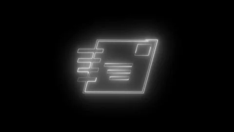 Neon glowing white mail icon animation in black background Vídeo Stock 265741437