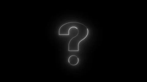 Neon glowing white question mark icon animation in black background Vidéo 265530972