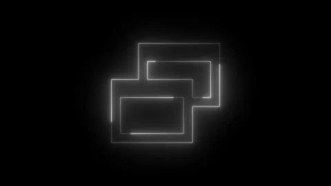 Neon glowing white window computing file icon animation in black background Stock Footage 265423600