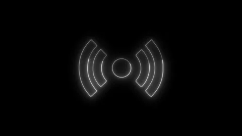 Neon Glowing Wifi symbol for tech communication animated Stock Footage 312929394