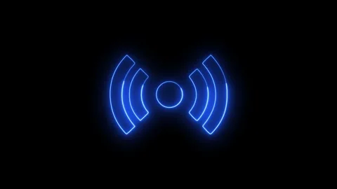 Neon Glowing Wifi symbol for tech communication animated Stock Footage 312929395