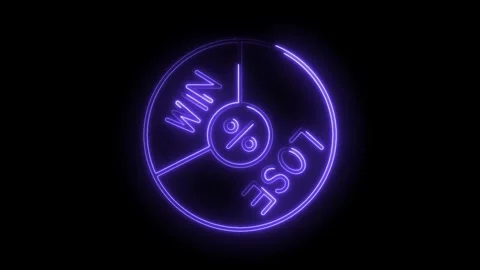 Neon glowing win lose wheel design animation on black background decision m.. Stock Footage 330778318