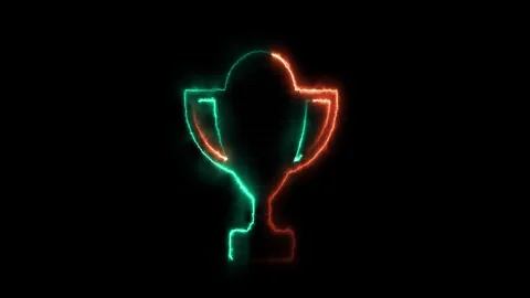 Neon Glowing Winner Trophy Animation for Awards, Sports Victory, and Achievement Stock Footage 310854367