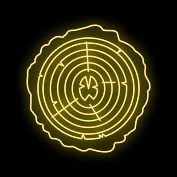 Neon glowing wood tree ring cross section Stock Illustration