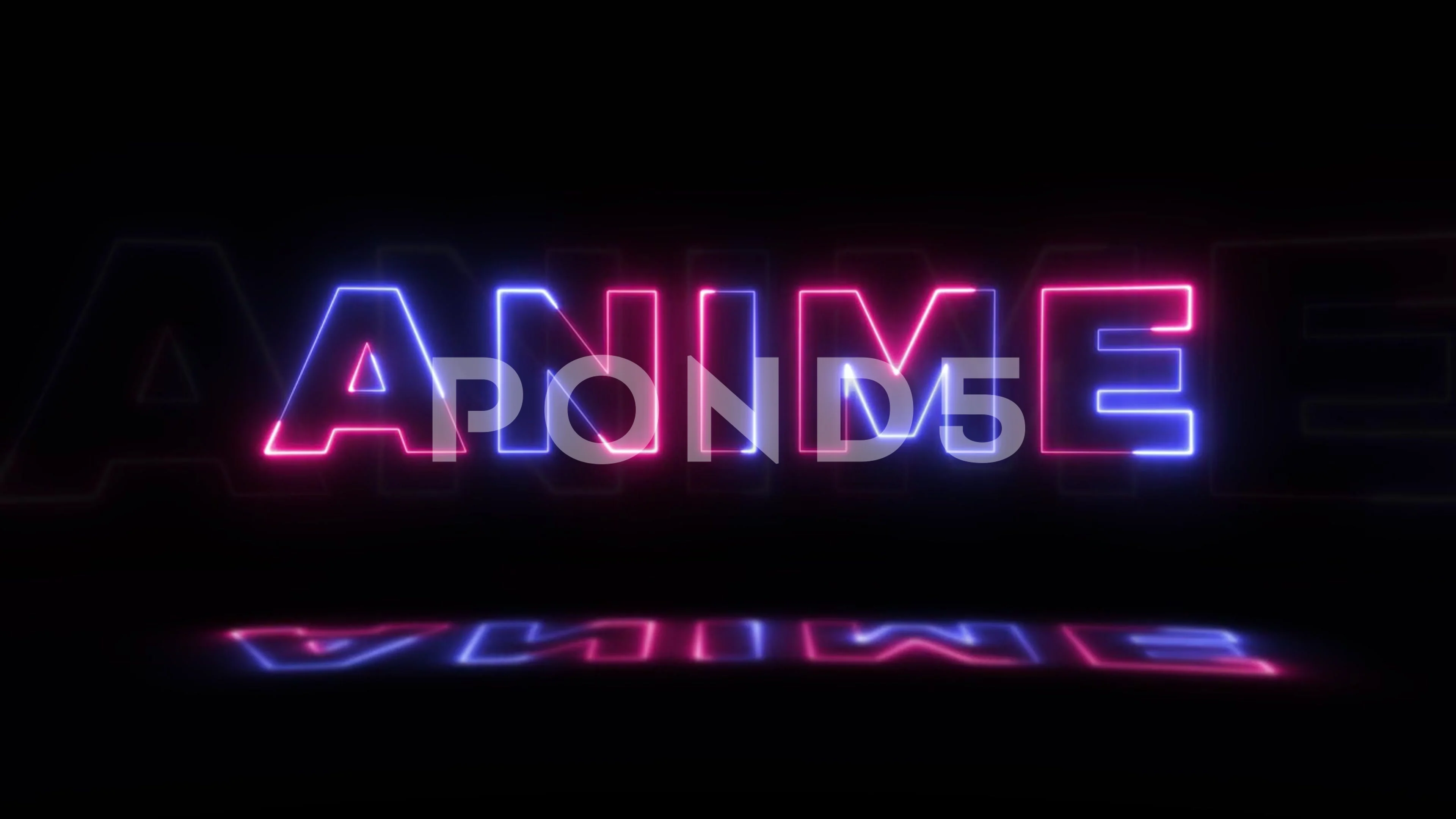 Neon glowing word 'ANIME' on a black bac... | Stock Video | Pond5