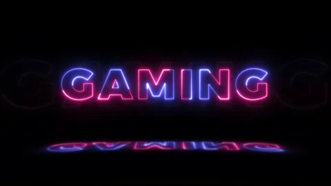 Neon glowing word 'GAMING' on a black ba... | Stock Video | Pond5