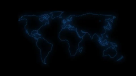 Neon glowing world map gps loaction pin route animation Stock Footage 336911133
