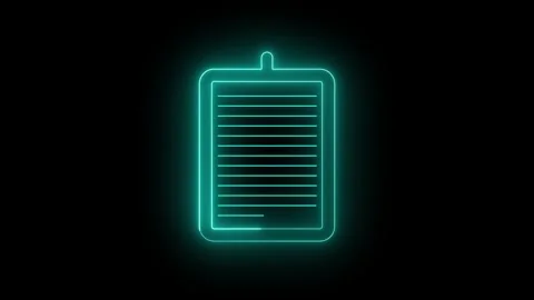 Neon Glowing Writing Text Animation on Page Icon for Visuals. Stock Footage 286145063