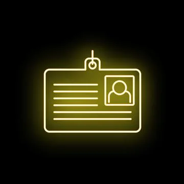 Neon glowing yellow identification card icon Stock-Illustration