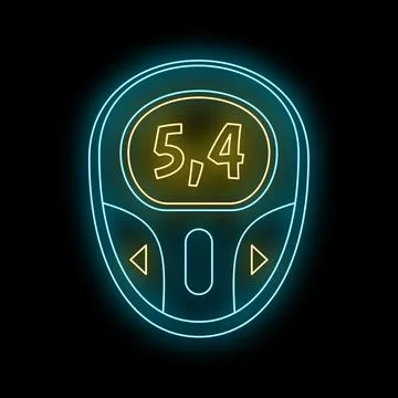 Neon glucometer showing blood sugar level concept Stock Illustration