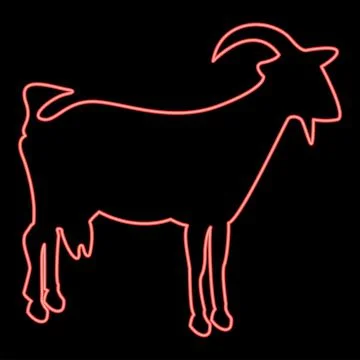 Neon goat red color vector illustration image flat style Stock Illustration