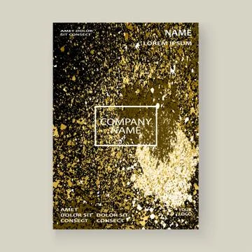 Neon gold explosion paint splatter artistic cover frame design. Stock Illustration