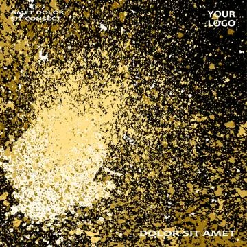 Neon gold explosion paint splatter artistic cover frame design. Stock Illustration