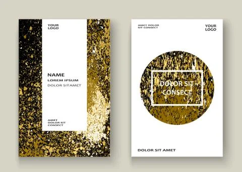 Neon gold explosion paint splatter artistic cover frame design. Stock Illustration
