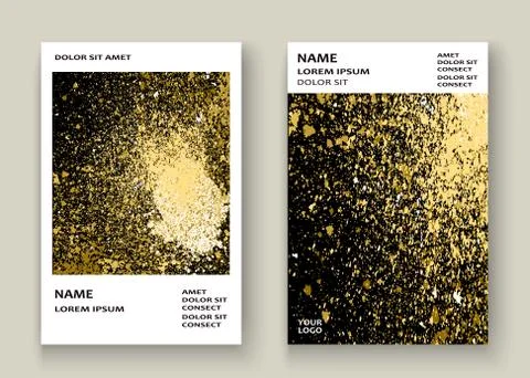 Neon gold explosion paint splatter artistic cover frame design. Stock Illustration