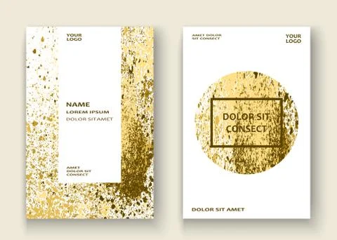 Neon gold explosion paint splatter artistic cover frame design. Stock Illustration