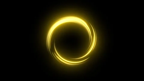 Neon gold plasma energy vortex spinning superfast on dark background Video stock 336023973