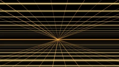 Neon golden laser grid moving forward through infinite dark tunnel abstract.. Vídeo Stock 346092428