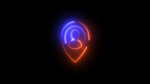 Neon GPS Location Pin with User Icon, Cyber Interface, Personalization, and.. Stock Footage 309041111