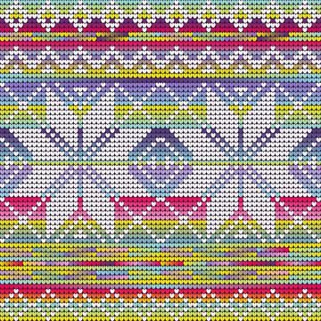 Neon gradien knitting pattern of Christmas Star 스톡 일러스트