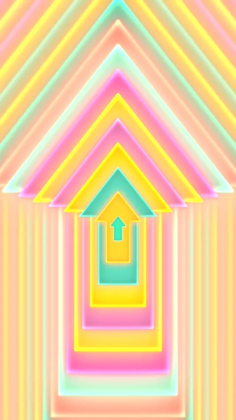 Neon Gradient Arrows Ascending in a Seamless Loop Animation. Vertical Stock Footage 263685997