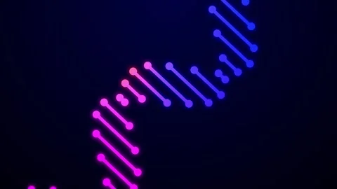 Neon Gradient DNA Helix Loop, Futuristic Tech Animation in Purple Blue Glow Stock Footage 310949149