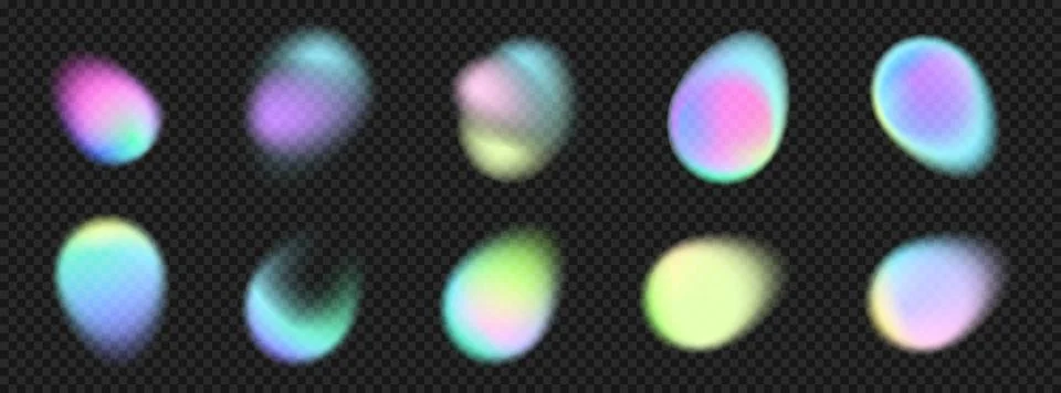 Neon gradient fluid elements collection with dynamic shapes and holographic glow Stockillustratie